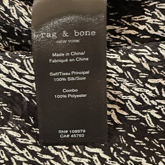 Rag and Bone Zebra Print Henley Blouse Black/grey Size XS long sleeve 100% Silk - Picture 5 of 9